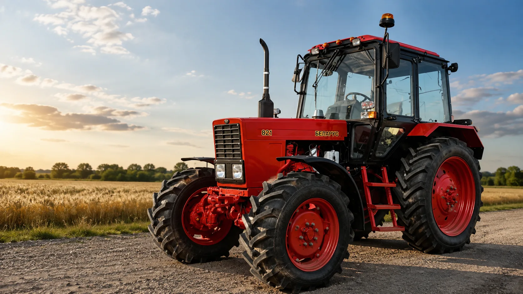 Crveni BELARUS traktor na polju